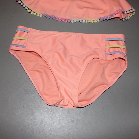 Orange 2 Pcs Justice Bikini9 Swimsuit Size 14 - Picture 4 of 12